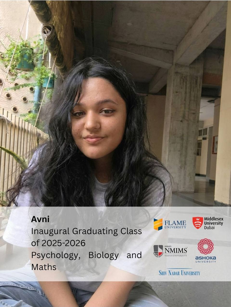 Avni — inaugural graduating class 2025–26, Psychology, Biology and Maths