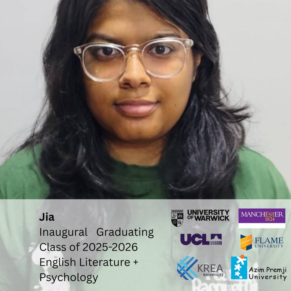 Jia — inaugural graduating class 2025–26, English Literature and Psychology